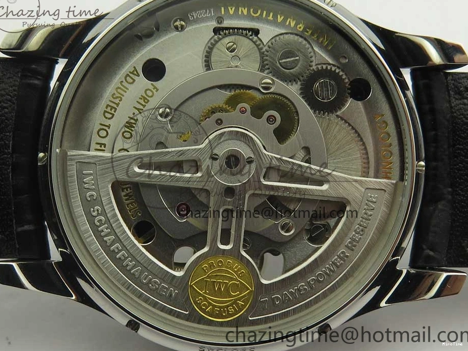 MIROTIME 0510 Efficient Portuguese Tourbillon IW5463 SS ZF Best Edition White Dial on Black Leather Strap 7170